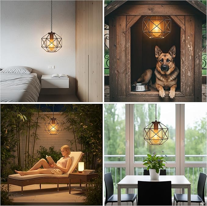 Hanging Solar Lantern7.8′′×7′′Outdoor Solar Lanterns Waterproof Pendant Light Outdoor Chandelier for Gazebo Patio Porch Garden Barn Tree Pergola Decor
