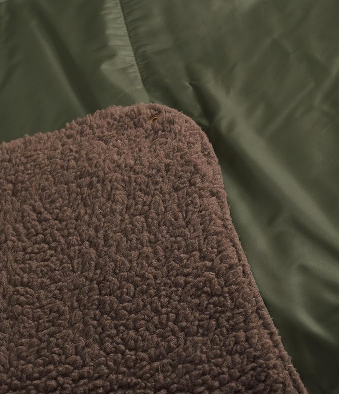 THE NORTH FACE Wawona Fuzzy Blanket - Dual Sided &amp Packable Design Ultra Soft Fleece Lining &amp Water Repellent Outer New Taupe Green/Smokey Brown One Size