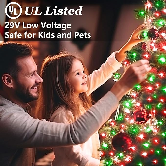 750 LED Christmas String Lights Outdoor 240FT Twinkle Fairy Lights with Timer &amp Memory 12 Modes Dimmable Waterproof Tree Light for House Patio Wedding Party Christmas Decororations Red &amp Gr