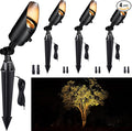 Gardenreet Brass Landscape Lighting Black Low Voltage Spotlights Outdoor 12V LED Wired Uplights Waterproof Spot Lights for Outside Trees Without MR16 Bulb (4 Pack)