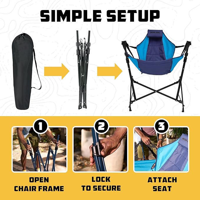 Wise Owl Outfitters Hammock Chair for Adults – Comfortable Portable Folding Rocking Camping Chair with Carry Bag – Great for Lawn Campsite &amp Outdoors