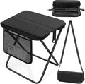 Portable Folding Camp Stool with Side Pocket Taller Foldable Camping Stool for Adults Metal Backpacking Stool Lightweight Mini Folding Chair Compact Camping Seat Travel Fishing Hiking Mobile Chair