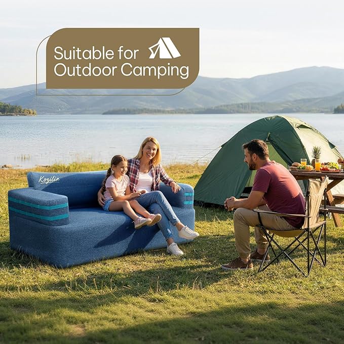 Portable Inflatable Sofa with Built-in Pump - Quick Inflation Comfortable and Durable Blow Up Loveseat for Indoor &amp Outdoor Living Room Camping Apartment Dorm