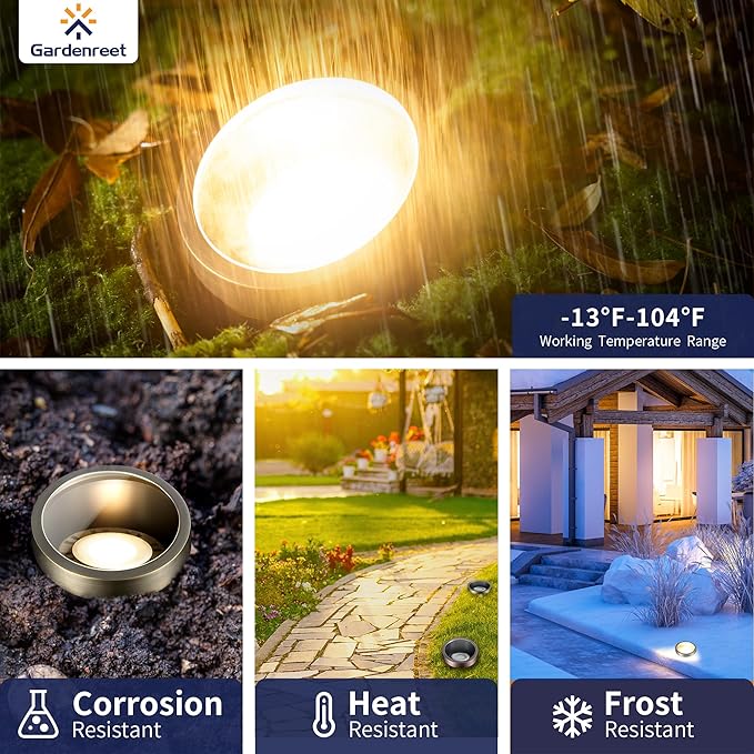 Gardenreet Low Voltage Well Light - Brass Hardwired All Weather Ip65 In-Ground LED Lighting 12V Directional Fixture Antique Bronze for Tree Pathway Floor Without PAR36 Bulb