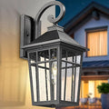 Darkaway Large Outdoor Wall Lights for House 18inch Exterior Lighting Fixtures Wall Mount Outdoor Porch Lights Waterproof Black Outdoor Sconce Lights with Seeded Glass for Patio Hallway Garage