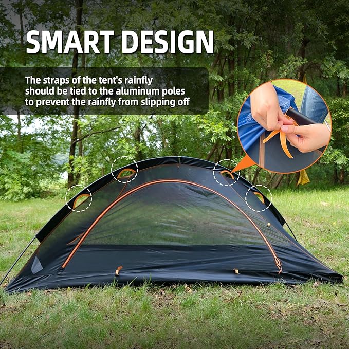 1 Person Backpacking Tent for Camping - Ultralight Waterproof Outdoor One Person Tent Windproof Rainproof Compact Single Pole Shelter for Camping Hiking Hunting Travel by Underwood Aggregator