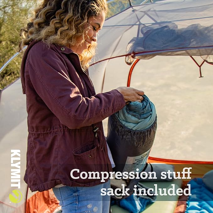 Klymit Sleeping-Bags KLYMIT Wild Aspen Lightweight Mummy Sleeping Bag Best Gear for Cold Weather Camping Hiking Backpacking Pair with Static V Sleeping Pad (Size Regular to XL)