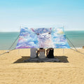 ALAZA Curly Llama Watercolor Alpaca Beach Tent Sun Shelter UPF50+ Protection Beach Shade Canopy w/ 4 Sandbags for Outdoor Camping Fishing Backyard Fun Picnic 10x9 ft