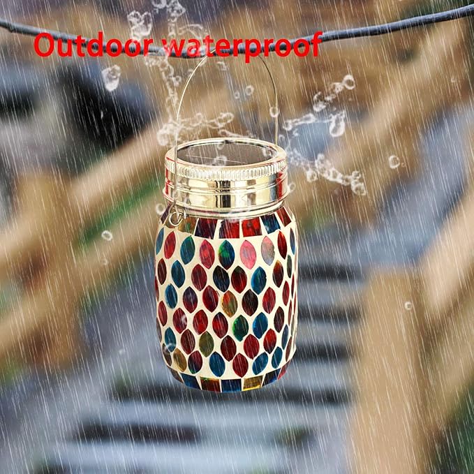Mosaic Lights Outdoor Hanging Lanterns Rechargeable Mosaic Solar Lanterns Outdoor Waterproof Solar Night Lights Table Lamps for Decorations