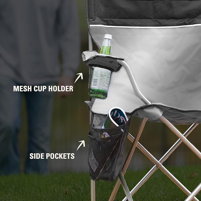 Coleman Portable Camping Chair with 4-Can Cooler Cushioned Seat &amp Back with Side Pockets &amp Cup Holder Carry Bag Included Great for Camping Tailgating Firepits Patio &amp More