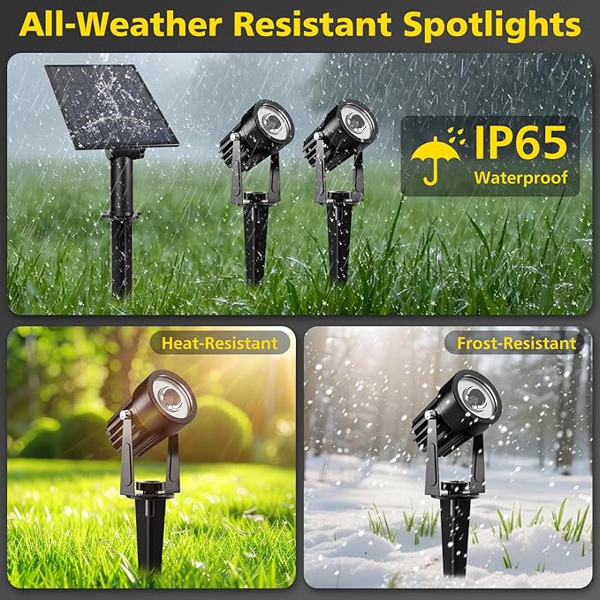 T-SUN Blue Solar Spotlights 2-in-1 Outdoor Waterproof Solar Landscape Spotlights for Garden Yard Paito Festival Decor(Blue)