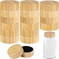 Wooden Jar Lids with Natural Wood 48 Pcs Storage Can Lids with Round Bottle Reusable Leak-Proof Fine Sealing Lids for 6 Oz 4 Oz Spice Jars