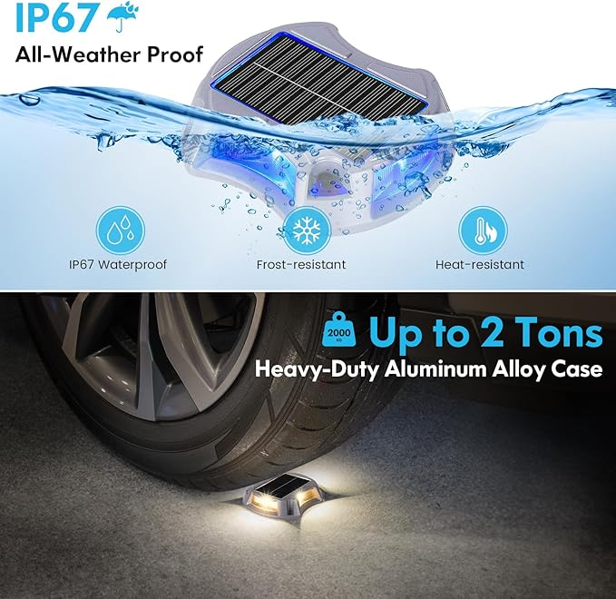 Bosceos Solar Driveway Lights Outdoor 20-Pack Solar Deck Lights RGB Color Modes Dock Light Waterproof Driveway Markers Step Light for Sidewalk Stair Garden Pathway Walkway Yard