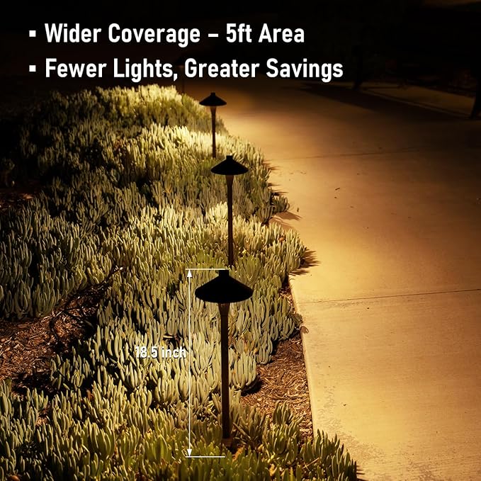 LEONLITE Update 5CCT Low Voltage Pathway Lights 12-24V LED Landscape Path Light 1800/2700/3000/4000/5000K CRI90 IP65 Waterproof Landscape Lighting Aluminum Housing Oil Rubbed Bronze Pack of 6
