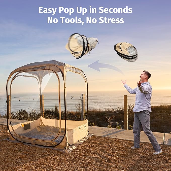East Oak Weather Sports Tent for Fishing Sports Event | Pop Up Bubble Tent Instant Sun &amp Rain Shelter | No Condensation Spacious Interior Ultra Visibility | All Weather Protection