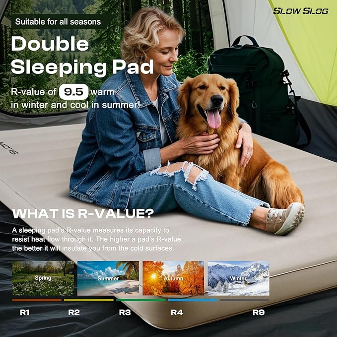 Self-Inflating Sleeping Pad with Portable Electric Air Pump 4in Thick Memory Foam Camping Mattress for Tent Cot &amp Car Travel Fast Inflate &amp Deflate Camping Pad