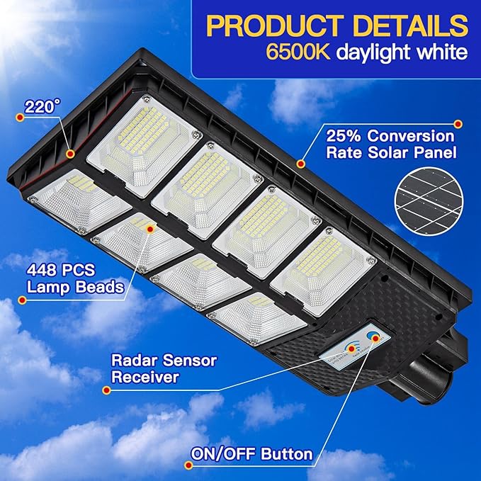 Waterproof Solar Lights Outdoor for Patio &amp Yard Dusk to Dawn Motion Sensor Security Lighting High Brightness Solar-Powered Garden Pathway Lamps