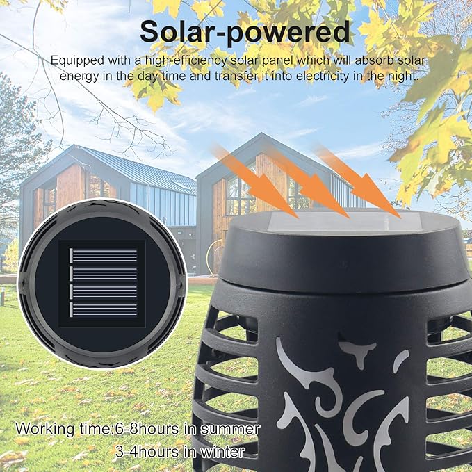 16 Pack Upgraded Solar Lights Outdoor Mini Solar Torch Lights with Flickering Flames Waterproof Landscape Decoration Dancing Flame Lights for Garden Pathway Yard Auto On/Off Dusk to Dawn