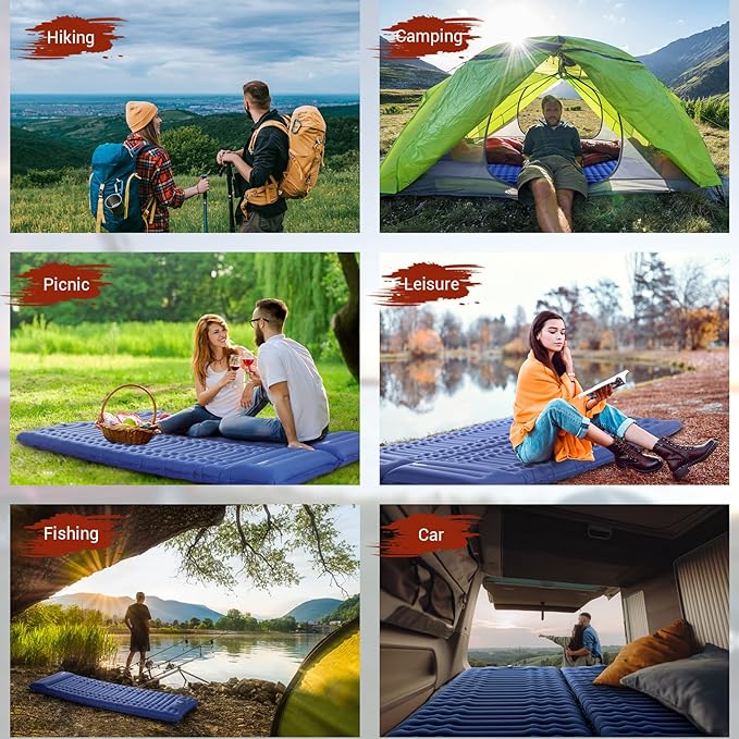Elegear CumbreX Single Sleeping Pad for Camping 4.7 Ultra-Thick Inflatable Camping Sleeping Pad with Built-in Foot Pump &amp Quick Inflation Portable Camping Sleeping Mat for Backpacking Hiking Te