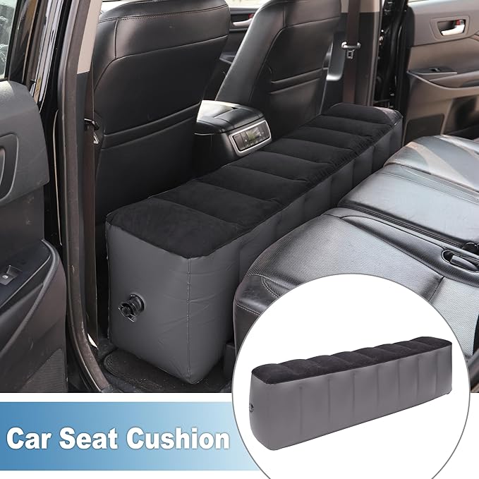 Car Air Inflation Mattress 51.18x11.02x16.54 Comfortable Rear Seat Air Travel Bed Car Sleeping Mat for Napping Travel Black Gray