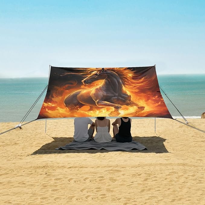 Flame HorseCamping Sun Shelters 9.2 x 10.5 FT Beach Canopy Tent Sun Shade with Carrying Bag for Camping Trips Fishing Backyard Fun or Picnics 21341611