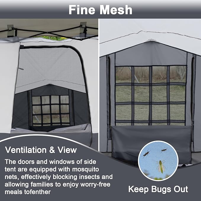 KAMPKEEPER 2 Person Canopy Side Tent Camping Tent for 10x10 Canopies Easy Up Cube Tents Gazebo Room with Mesh Window for Camping Storage Events(Canopy Not Included)