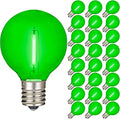 Novelty Lights 25 Pack Green G40 LED Filament String Light Bulbs E12/C7 Candelabra Base 5 Watt Equivalent Shatterproof Replacement Bulbs for Patios Canopy Lighting
