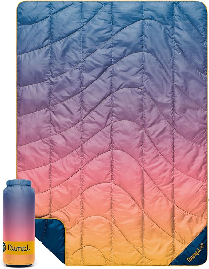 Rumpl Travel Puffy Blanket Ultra-Packable Travel-Size Warmth and Comfort Horizon Fade