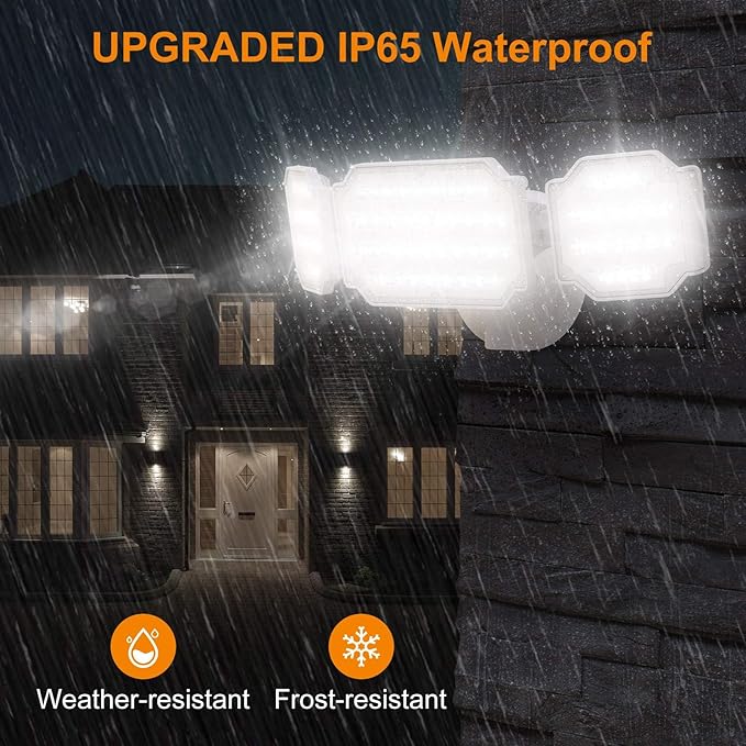 LEPOWER 4500LM Outdoor Flood Lights 45W LED Flood Light Exterior Flood Lights Switch Controlled 5000K 3 Adjustable Heads IP65 Waterproof Outdoor Lights for House Garage Yard White