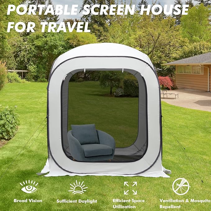 Pop-up Screen House Tent Portable Screen Room for Outdoor Pop up Gazebo with Mosquito Netting Screened in Canopy for Camping for Outdoor Camping/Patio/Backyard (6 * 6ft)