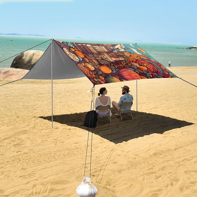 Fall PumpkinCamping Sun Shelters 9.2 x 10.5 FT Beach Canopy Tent Sun Shade with Carrying Bag for Camping Trips Fishing Backyard Fun or Picnics 21341612