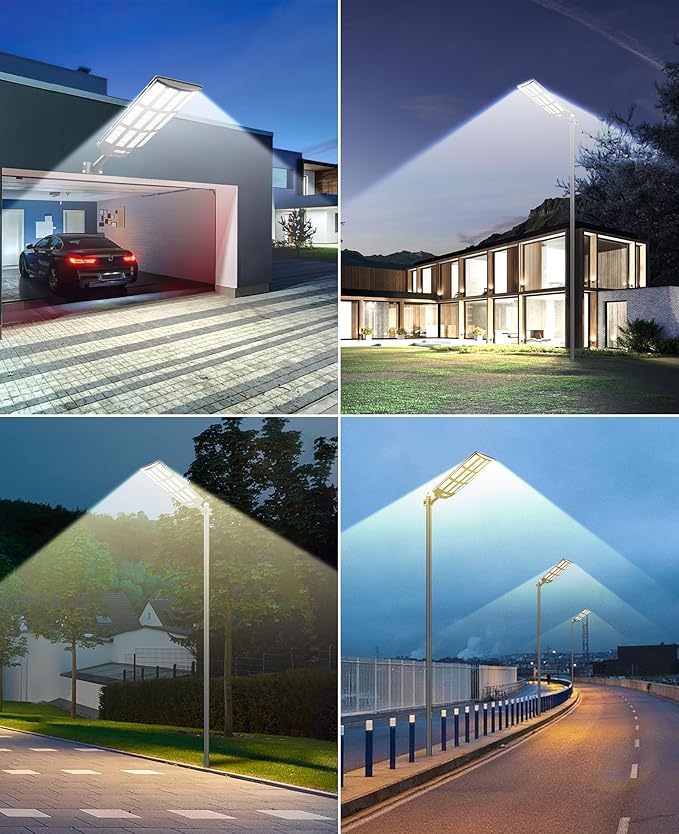 JAYNLT Y-12000W Solar Street Lights Outdoor3000K/4000K/6500K Commercial Parking Lot Lights Dusk to DawnSolar Flood Lights Outdoor for Basketball Court Yards Driveways Farms