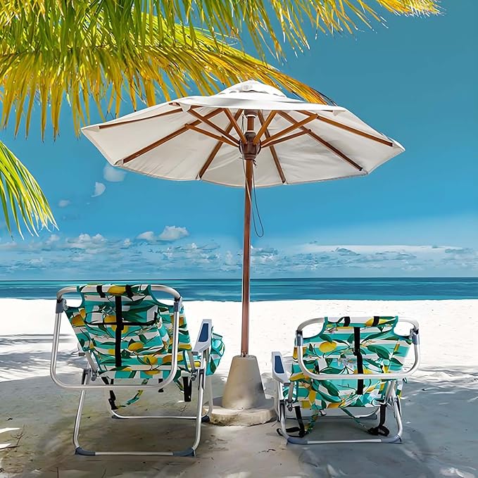 Folding Beach Chair Portable Camping Chair with Headrest Cup Holder &amp Armrests Backpack Beach Chair with 5 Positions Supports 220lbs for Camping Lawn Concert (1-Pack) ‌
