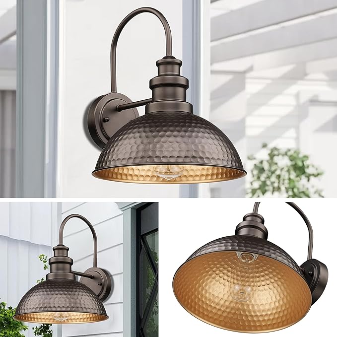 Outdoor Barn Light Fixture 11.5” Farmhouse Exterior Wall Sconce Industrial Wall Mount Porch Light Weather Resistant Outside Lighting for Patio Garage Yard E26 Base Oil Rubbed Bronze 8 Pack