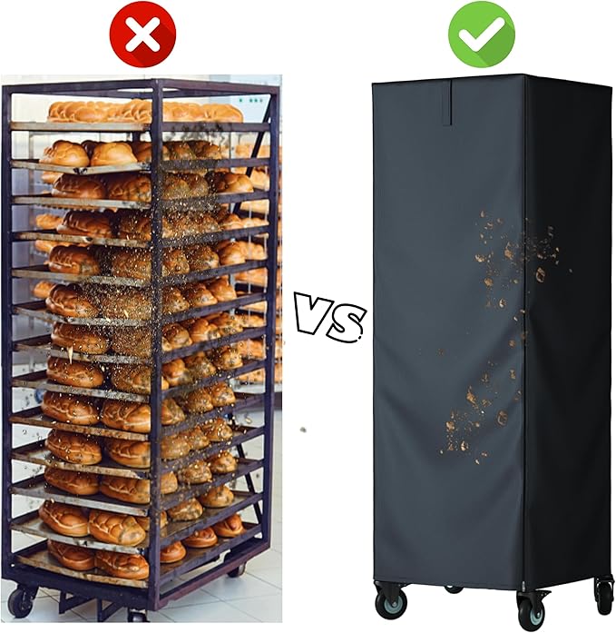 Commercial Bread Pan Rack Cover 28x23x64 - Waterproof Kitchen Storage Protection for Bakery Restaurant (Black)