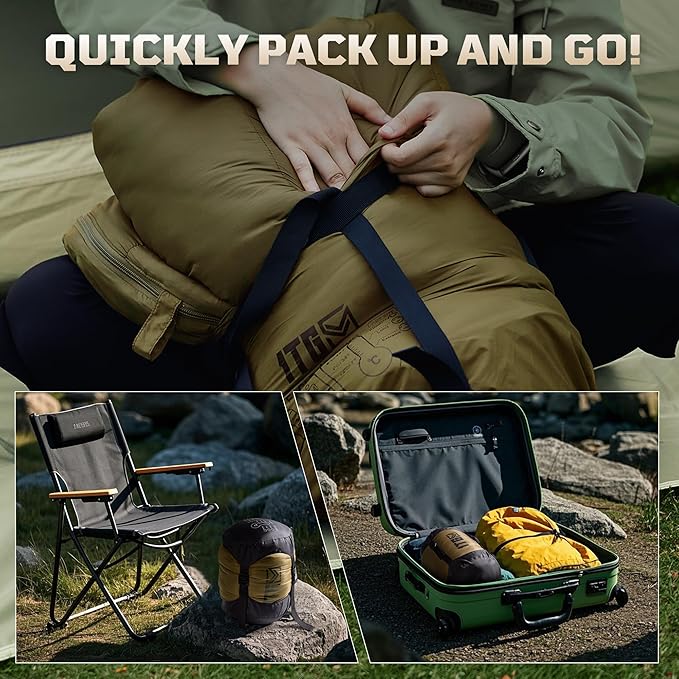 Mummy Sleeping Bag for Adults 25℉-36℉ Cold Weather Backpacking Sleeping Bag Lightweight 3-4 Season Winter Camp Bag with Adjustable Hood &amp Compression Sack Machine Washable