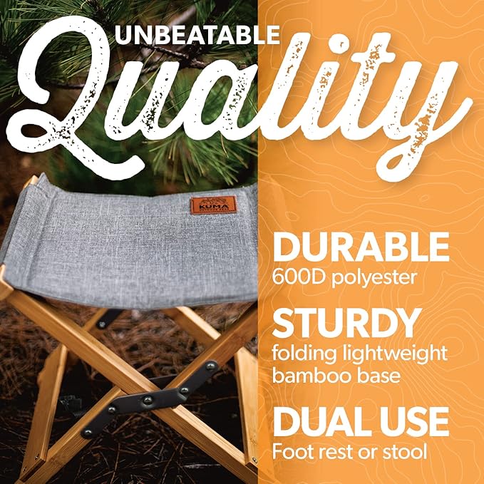 Kuma Outdoor Gear Yoho Bamboo Stool Ultimate Portable Luxury Outdoor Camping Stool for Glamping Sports &amp Outdoor Adventures (Heather Grey)