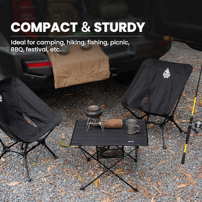 ONETIGRIS Foldable Camping Table Lightweight Portable Table Sturdy &amp Quick Setup Holds Up to 66 lbs Perfect for Camping Hiking Backpacking Picnic Beach Travel