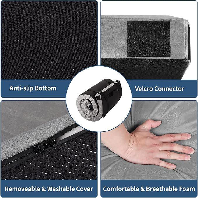 Memory Foam Camping Mattress PadPortable Roll Up Sleeping Pad for FloorCamping Car|Twin Single Kid Cot Outdoor Guest BedRemovable Waterproof Cover Travel Bag