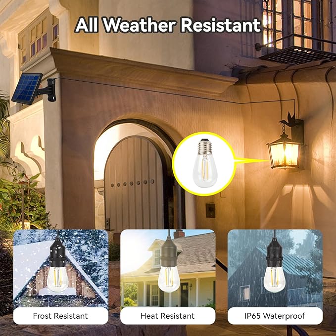 Solar Light Bulb Dusk to Dawn Solar Lights Indoor Waterproof 3000K with Cable 9.8FT Portable Hanging Pendant for Replacement DIY Chicken Coop Outdoor 2 Pack