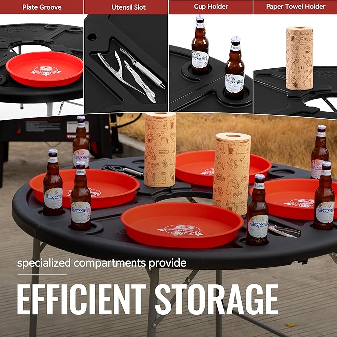 47-Inch Round Foldable Crawfish Table Seafood Table Camping Table Portable for Both Indoor &amp Outdoor Use Black FT4804-SC