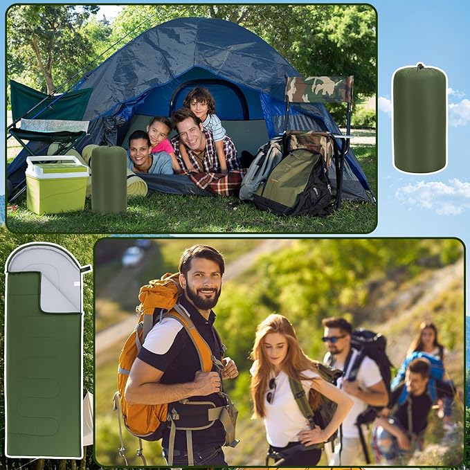 24 Pack Camping Sleeping Bags with Emergency Bivy Sacks Bulk 4 Season Warm Cold Weather Waterproof Lightweight Sleeping Bags with Storage Bag for Hiking Backpacking Travel