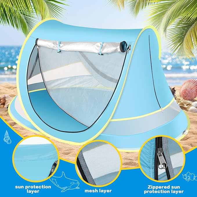Baby Beach Tent Pop Up Toddler Travel Bed for Boys or Girls Sun Shade for Toddler Camping Infant Portable Sun Shade Summer Beach Baby