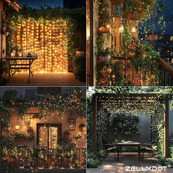 Fairy Lights Plug in200FT 600LEDs Waterproof Led String Lights8 Modes Remote Twinkle Light for Outdoor Indoor Christmas Wedding Birthday Garden Party DecorationsGreen WireWarm White