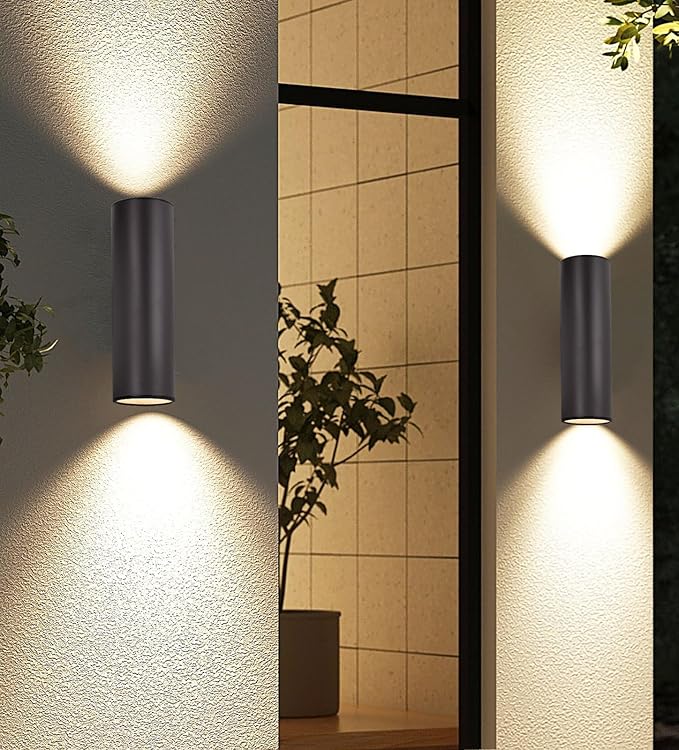 Kira Home Enzo 16 2-Light Modern Indoor/Outdoor Wall Sconce Weatherproof Up Down Light Cylinder Metal Shade + Oil Rubbed Bronze Finish