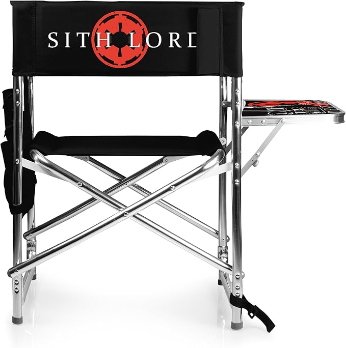 PICNIC TIME Star Wars Darth Vader Sports Chair with Side Table Beach Chair Camp Chair for Adults (Black) 36.6 x 18.5 x 32.9