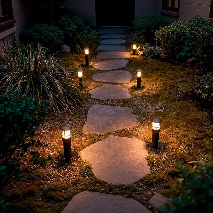 VENUS MANUFACTURING 16Pack 12V Low Voltage Bollard Light Kits 3 Watt LED Landscape Lighting 3000K Warm White Weatherproof Outdoor Black Pathway Lights for Walkway Driveway Yard &amp Lawn