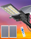 Gefolly Solar Street Lights Outdoor Commercial Parking Lot Light Dusk to Dawn IP67 Waterproof 6500K Security Flood Lights Lamp for Yard Road Basketball Courts (SL-9800W 650000LM)