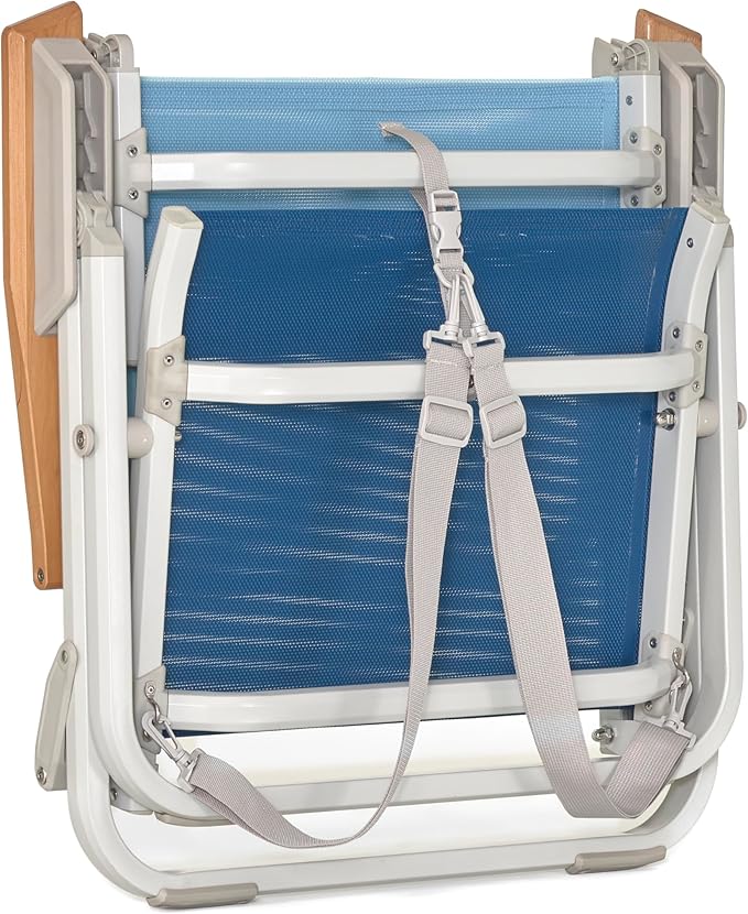 Veer Beach Chair - Durable Rust Resistant Beach Recliner (Reclines Fully Flat) with Breathable Fabric Towel Rack Flip Up Headrest and Backpack Straps