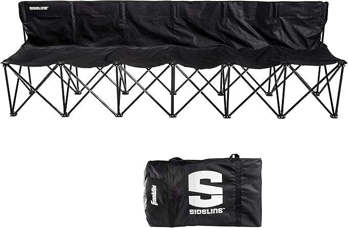 Franklin Sports Sideline Team Bench - Collapsible Sports Bench - Easy Assembly - Pop Up Black 6 Person